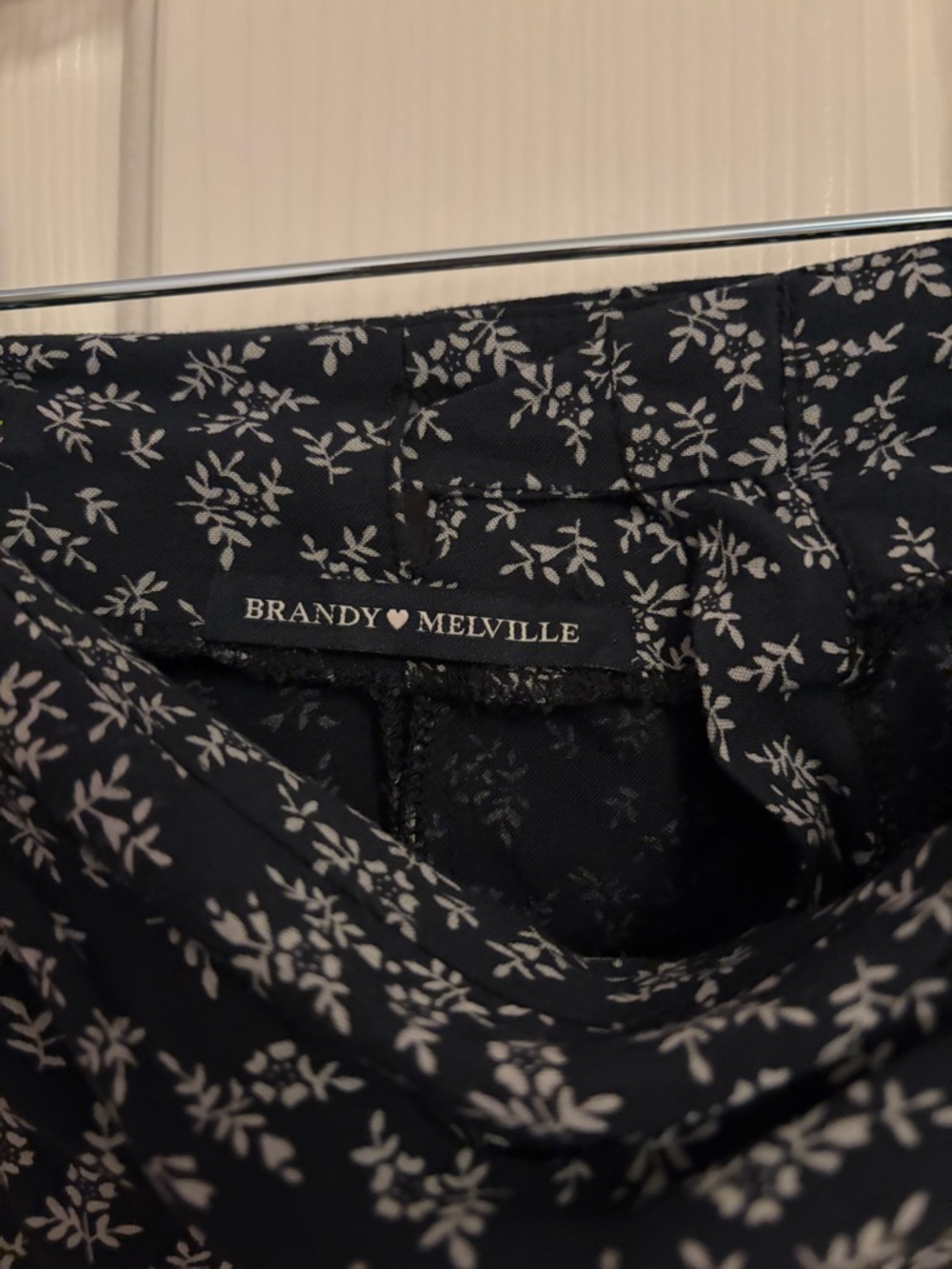 Brandy Melville Navy Floral Tie-Front Skater Skirt - Picture 2 of 2